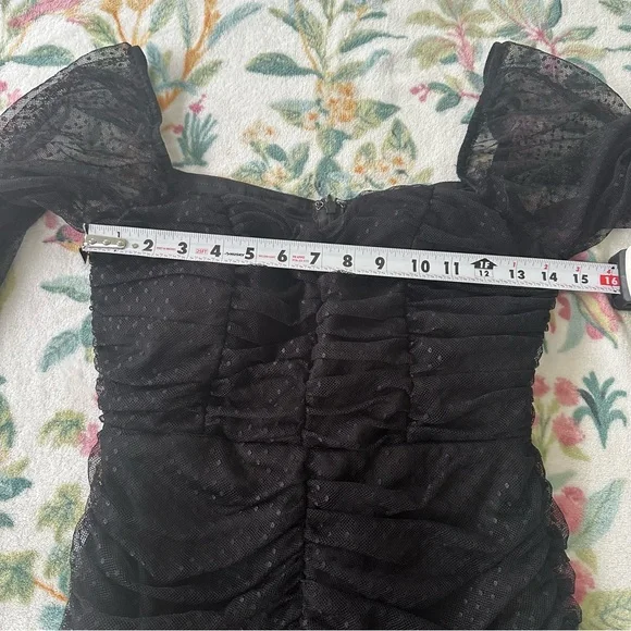 Lulu's Black Ruched Mesh Bodycon Mini Dress size Small - Picture 8 of 10